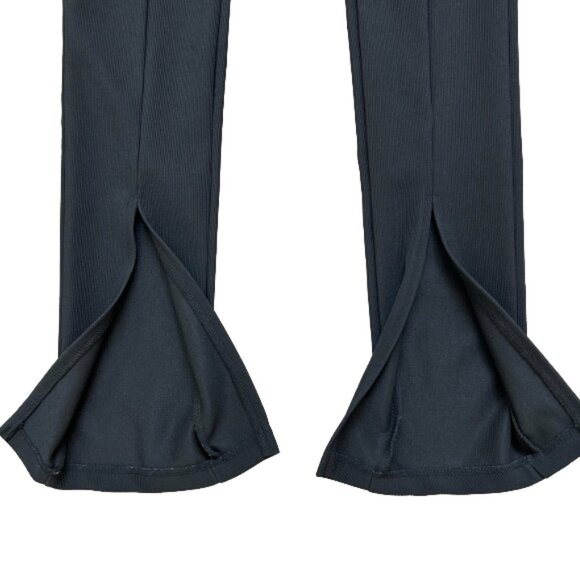 Zara Slit Hem Flare Pintucked High Rise Black Legging Pants Size S - Picture 5 of 6